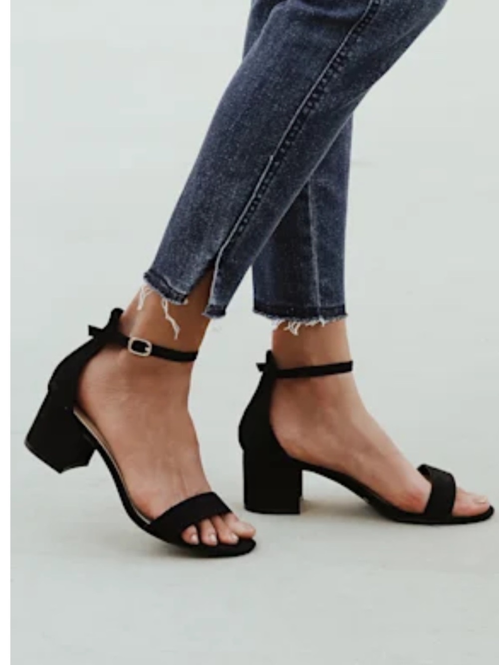 Lulu's Black Block Heel Ankle Strap Sandals